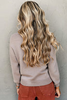 Simply Taupe Embroidered Floral Sleeve Round Neck Loose Sweater Sweaters 58d2d535079de39a