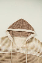 Parchment Colorblock Hollowed Knit Plus Size Hooded Jumper Sweater Plus Size Sweaters & Cardigans 59caa5d67cc7c831