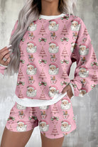 Pink Santa Claus Graphic Christmas Tree Pajama Set Loungewear Set 5a40efe6d3f7d4bb