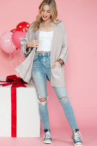 Gray Batwing Sleeve Pocket Oversized Cable Knit Cardigan Cardigans 5a814d6f200f102f