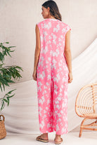 Pink Floral Print Sleeveless Wide Leg Jumpsuit Jumpsuits 5bc99f77a171a2fd