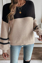 Parchment Colorblock Striped Sleeve Detail Knit Sweater Sweaters 5c0f8fb2911e94b5