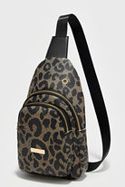 Leopard Printed PU Leather Zippered Fanny Pack Sling Bag Crossbody Bags 5c189b083a26363c