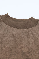 Brown Plain Drop Shoulder Crew Neck Pullover Sweatshirt Sweatshirts & Hoodies 5c91d810a3989b53
