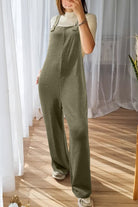 Laurel Green Solid Color Knit Loose Straight Leg Casual Overall Jumpsuit Jumpsuits 5cc4ec6ece06faa2