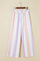 Purple Striped Colorblock High Waist Wide Leg Pants Pants 5d0fdd1312e801f4