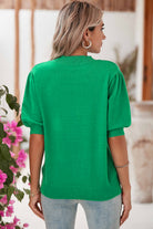 Bright Green 60s Floral Bubble Short Sleeve Knitted Top Knit Tops 5d1c4c8fe04d5eab