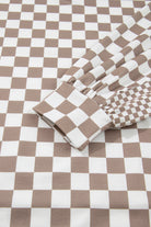 Khaki Double Checkered Patchwork Tie Neck Oversize Hoodie Sweatshirts & Hoodies 5dab5c7c948f648f