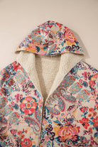 Beige Vintage Paisley Floral Printed Sherpa Lined Hooded Jacket Jackets 5db9f6999b99d0cd