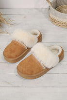 Camel Suede Fuzzy Winter Warm Platform Slippers Slides Shoes + Flip Flops 5de745fec5be745a