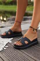 Chestnut Cutout Open Toe Platform Slides Shoes Slides Shoes + Flip Flops 5dff44b949e1d282