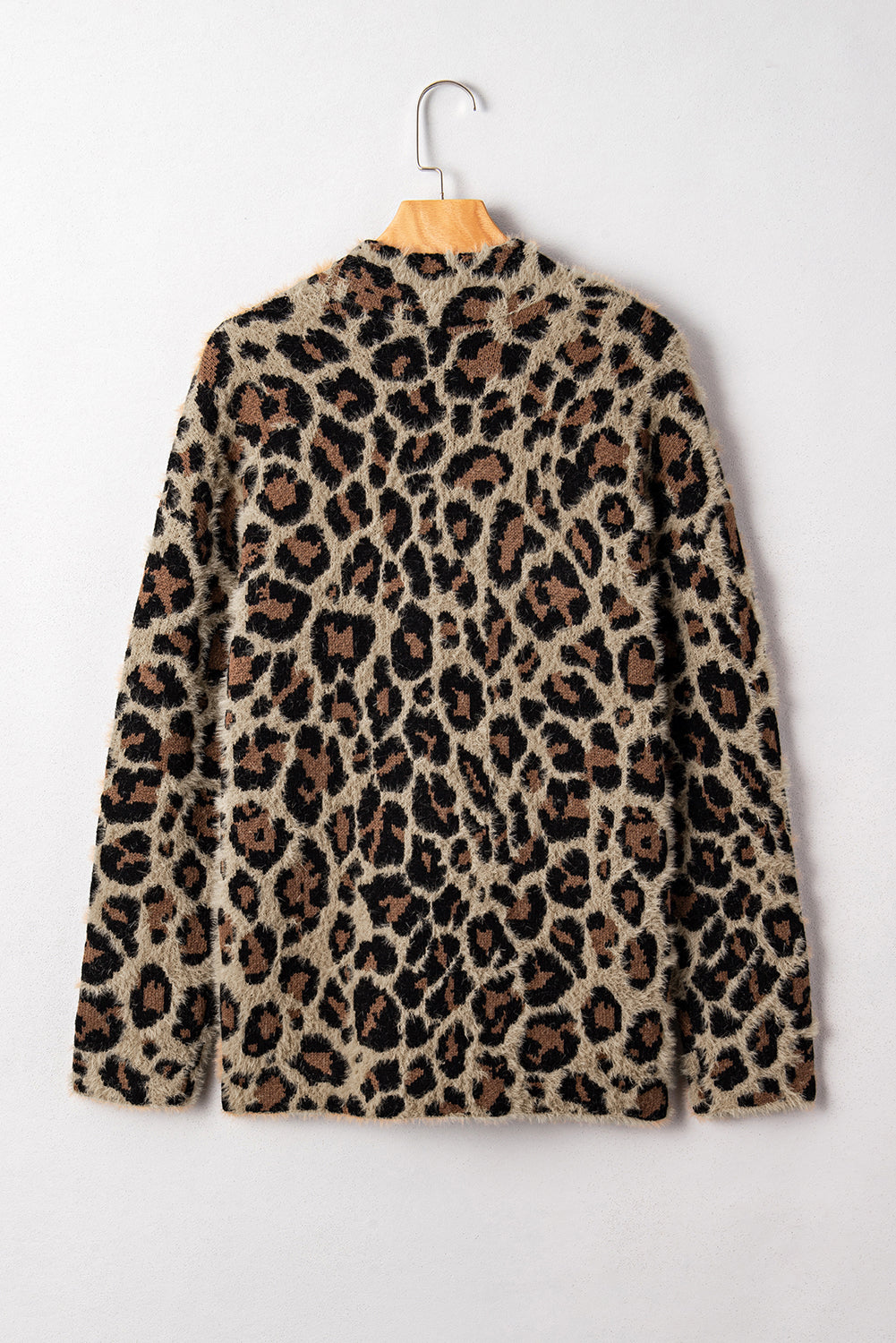 Brown Leopard Open Front Fuzzy Cardigan Cardigans 5e167ec9766060c4