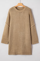 Pale Khaki Oversize Drop Shoulder Slouchy Sweater Dress Sweater Dresses 5e82a0e611950f77