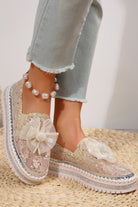 White Sequin Bow Thick Sole Casual Shoes Sneakers 5eb3ce9c1f2c8dbc