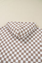 Khaki Double Checkered Patchwork Tie Neck Oversize Hoodie Sweatshirts & Hoodies 5fa91c8932a20d6d