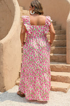 Pink Plus Size Ruffle High Waist Floral Maxi Dress Plus Size Dresses 5ffb0a1e917efffd
