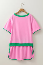 Bonbon Plus Size Contrast Trim T Shirt and Skort Two Piece Set Plus Size Matching Sets 6015169ef8c0c375