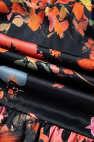 Black Plus Size Floral Print Tie Neck Cinched Waist Long Sleeve Mini Dress Plus Size Dresses 6046729357caa6bd