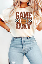 White GAME DAY Checkered Football Heat Transfer Printing Vintage Graphic Tee Graphic Tees 6054f30be1175a06