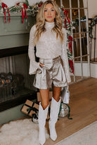 Jet Stream Sequin Mock Neck Drape Backless Bell Sleeve Top Long Sleeve Tops 608f54c397183cc6