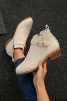 Beige Retro Pointed Toe Ankle Boots Boots 60f25cd828f17dee