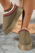 Chestnut Suede Contrast Print Round Toe Plush Lined Flats Slides Shoes + Flip Flops 6168c0b8ee4a3974