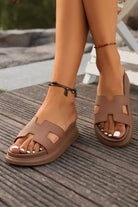 Chestnut Cutout Open Toe Platform Slides Shoes Slides Shoes + Flip Flops 61955314a2e44889