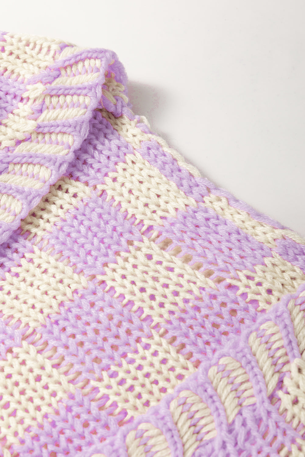 Orchid Petal Colorblock Checked Open Front Knitted Cardigan Cardigans 61bc9105338210fb