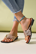 Gold Glitter Clip Toe Slippers Slides Shoes + Flip Flops 61e26d93d086b017