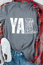 Gray YALL Boots Heat Transfer Printing Graphic Tee Graphic Tees 6257ab080a372b0c
