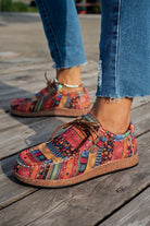 Racing Red Lightweight Boho Patchwork Lace Up Shoes Sneakers 638a3115024cf350