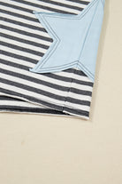 Gray Stripe Contrast Star Stitched Plus Size Long Sleeve Top Plus Size Tops 63a54ff2ab665f4c