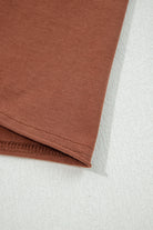 Chestnut Raw Seam Detail Solid Color Long Sleeve Top Long Sleeve Tops 6484ca7c3f19325e