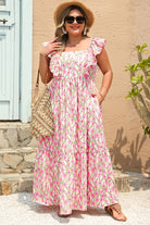Pink Plus Size Ruffle High Waist Floral Maxi Dress Plus Size Dresses 64d95ef0ccbb2cd6