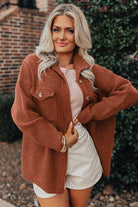 Medium Grey Ribbed Knit Buttons Front Flap Pocket Casual Shacket Jackets 64e493cd5fc546aa