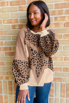 Light French Beige Star Leopard Patchwork Sweatshirt Sweatshirts & Hoodies 64ed907802eb776a
