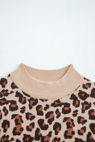 Khaki Leopard Print High Neck Shift Mini Sweater Dress Sweater Dresses 65ae032faf48f355