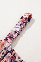 Green Floral Square Neckline Stretch High Waist Jumpsuit Jumpsuits 6654a807cabd72a1