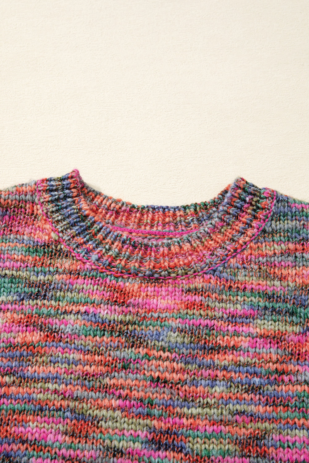 Purple Space Dye Yarn Crew Neck Sweater Sweaters 668d91786f8660a6