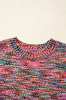 Purple Space Dye Yarn Crew Neck Sweater Sweaters 668d91786f8660a6