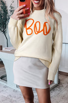 Apricot Halloween Boo Drop Shoulder Knit Sweater Sweaters 66eee07d80415640