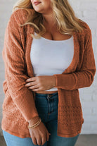 Redwood Burl Mixed Pattern Knitted Open Front Plus Size Cardigan Plus Size Sweaters&Cardigans 67504053ecfe14fd