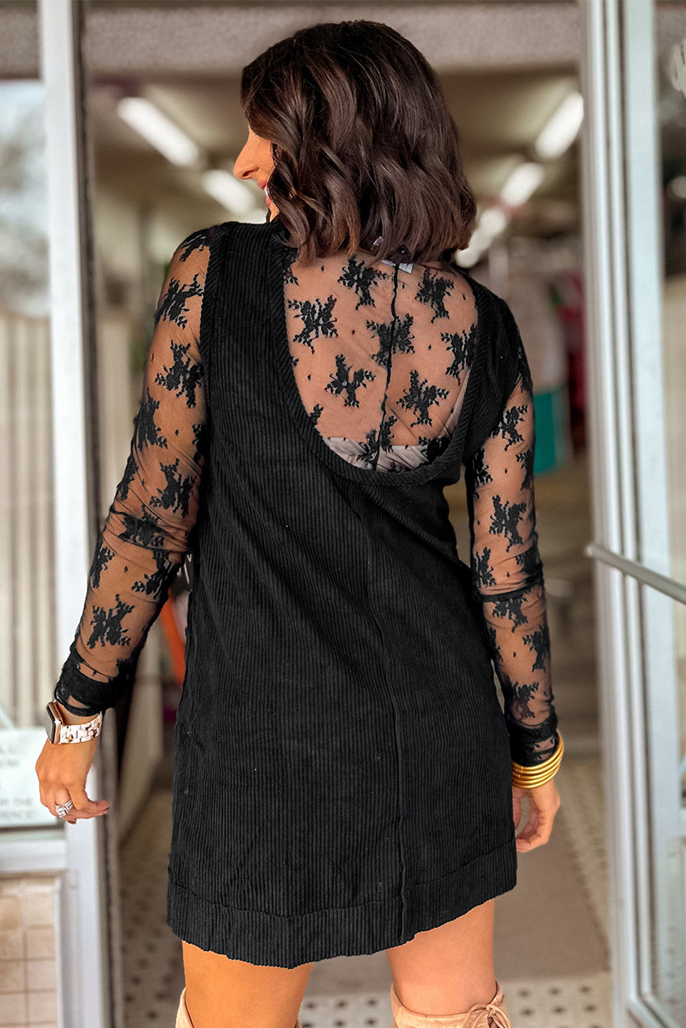 Beige Corduroy Exposed Seam Sleeveless Mini Dress Short Dresses 6804c0c173ccabf7