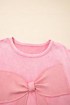 Orchid Bouquet Mineral Wash Waffle Bow Patched Pullover Sweatshirt Sweatshirts & Hoodies 6882218df61679a5