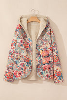 Beige Vintage Paisley Floral Printed Sherpa Lined Hooded Jacket Jackets 68d2cb6c9c4bf921