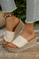 White Boho Woven One Band Wedge Slippers Slides Shoes + Flip Flops 68f574b4ab3bd050