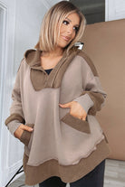 Goat Waffle Patchwork Plus Size Pocketed Hoodie Plus Size Tops 6930e6ee5aa550bf