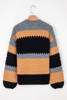 Khaki Colorblock High Neck Baggy Sweater Sweaters 69374ba2d5dc2ffe