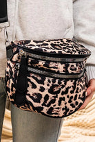 Coffee Leopard Print Double Zipper Crossbody Bag Crossbody Bags 69e2fc0abfdb9432