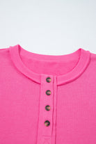 Bright Pink Raw Edge Henley Pullover and Jogger Pants Set Two Piece Pants Sets 6a217ed14d59d005